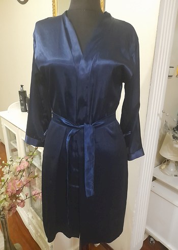 Lacivert Midi Kadın Saten Sabahlık pierecardin - Görsel 5