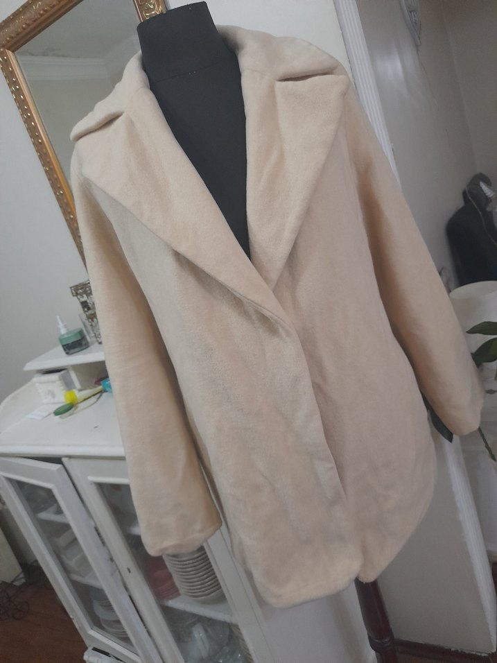 Bej Midi Düğmeli Kadın Kaban - Görsel 3