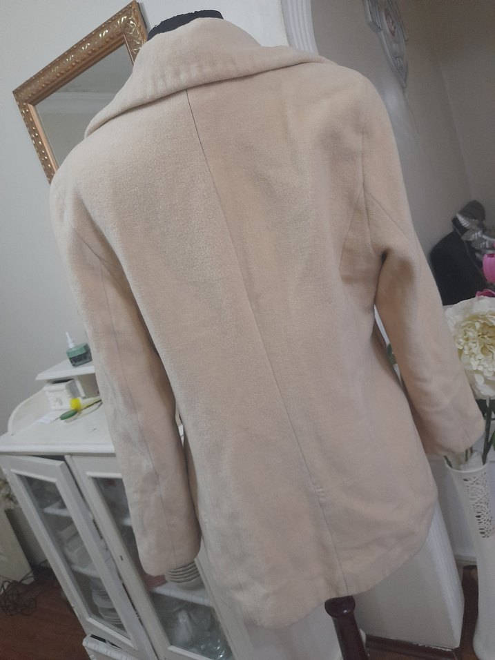 Bej Midi Düğmeli Kadın Kaban - Görsel 4