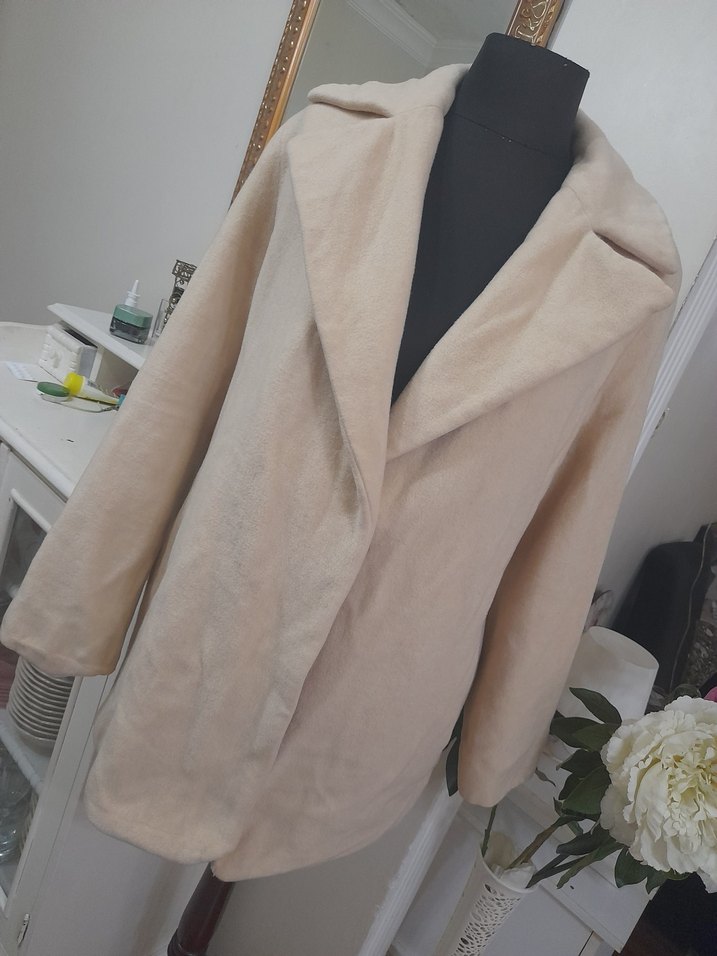 Bej Midi Düğmeli Kadın Kaban - Görsel 2