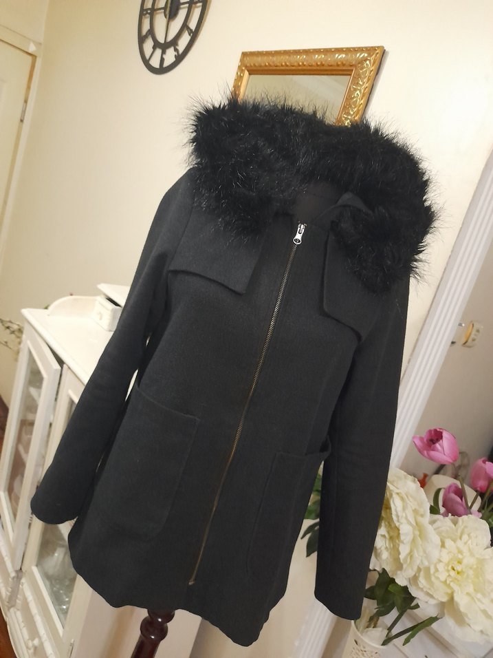 füme  Kürklü kaban yeni S,M,L - Görsel 2