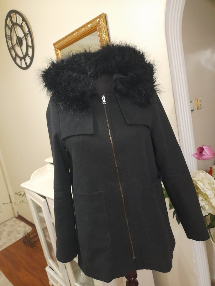 füme  Kürklü kaban yeni S,M,L - Görsel 3