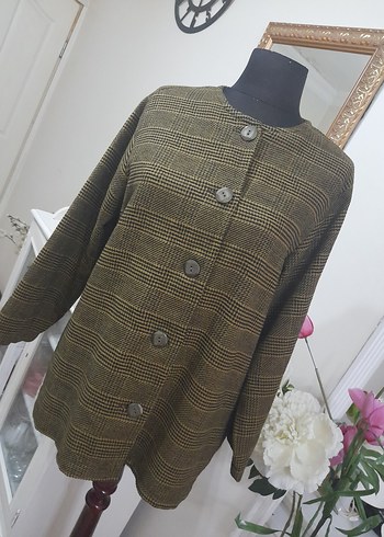 Düğmeli Midi kaşe üst giyim - Görsel 13