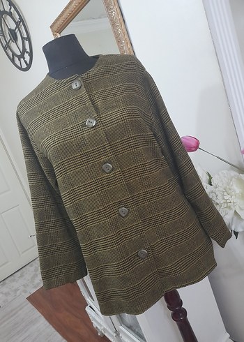 Düğmeli Midi kaşe üst giyim - Görsel 7