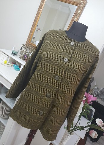 Düğmeli Midi kaşe üst giyim - Görsel 5