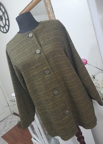 Düğmeli Midi kaşe üst giyim - Görsel 14