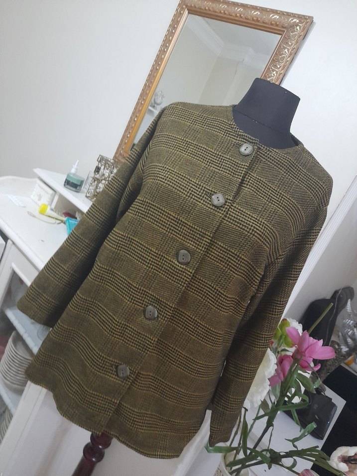 Düğmeli Midi kaşe üst giyim - Görsel 4