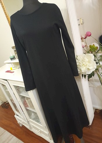 Siyah Uzun Kollu Uzun Elbise - Görsel 2