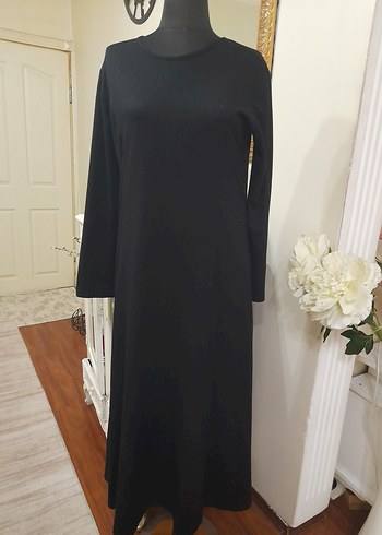 Siyah Uzun Kollu Uzun Elbise - Görsel 12