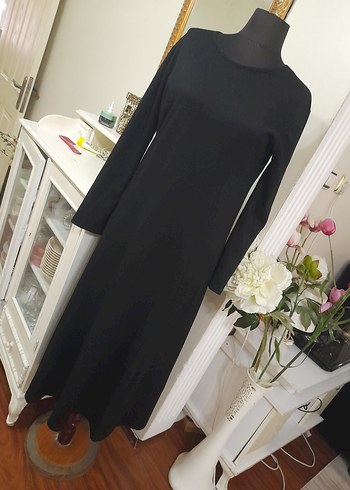 Siyah Uzun Kollu Uzun Elbise - Görsel 6