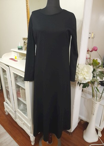 Siyah Uzun Kollu Uzun Elbise - Görsel 5