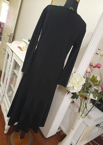 Siyah Uzun Kollu Uzun Elbise - Görsel 8