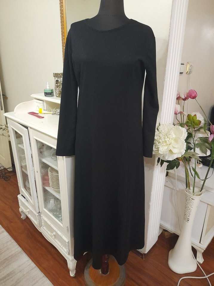 Siyah Uzun Kollu Uzun Elbise - Görsel 4