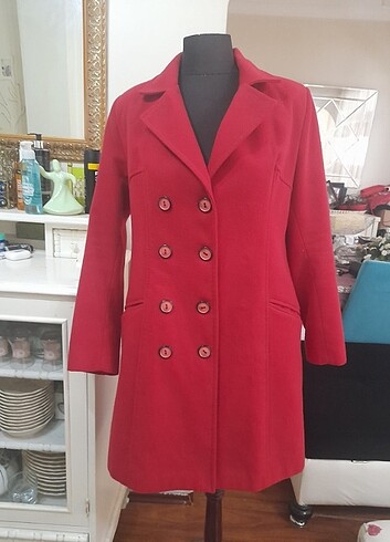 Kırmızı kaşe kaban - Görsel 14