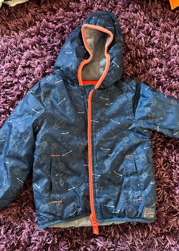 Erkek Çocuk Mavi Kapüşonlu Fermuarlı Ceket - Görsel 2