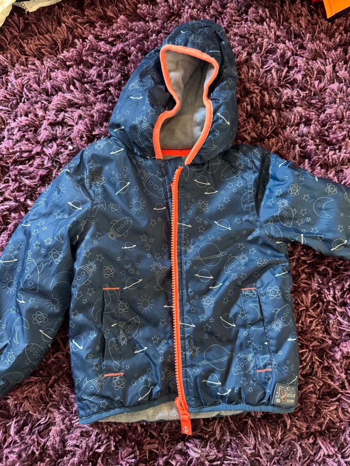 Erkek Çocuk Mavi Kapüşonlu Fermuarlı Ceket - Görsel 2