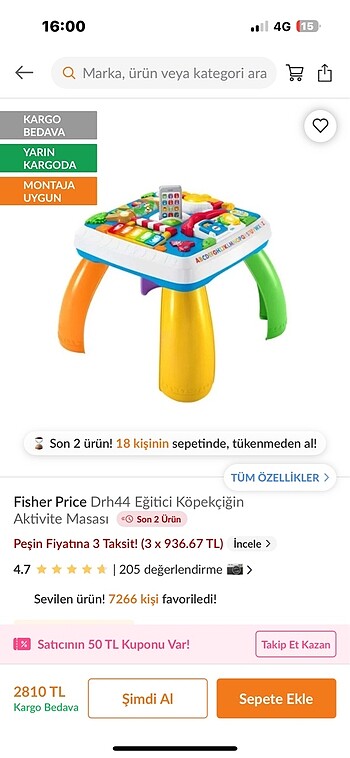 Fisher price aktivite masası