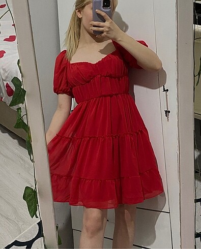 Zara kırmızı mini elbise