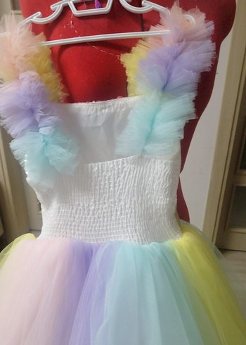 Kız Çocuk Çok Renkli Unicorn Elbise - Görsel 6