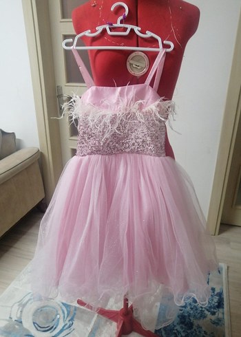 Pembe Nakışlı Kız Çocuk Elbisesi - Görsel 2