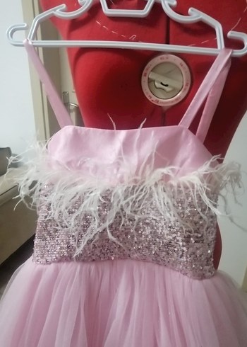 Pembe Nakışlı Kız Çocuk Elbisesi - Görsel 3