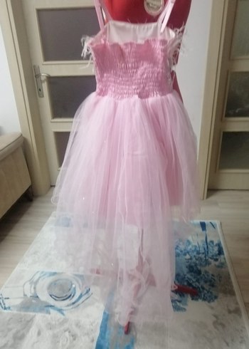 Pembe Nakışlı Kız Çocuk Elbisesi - Görsel 5