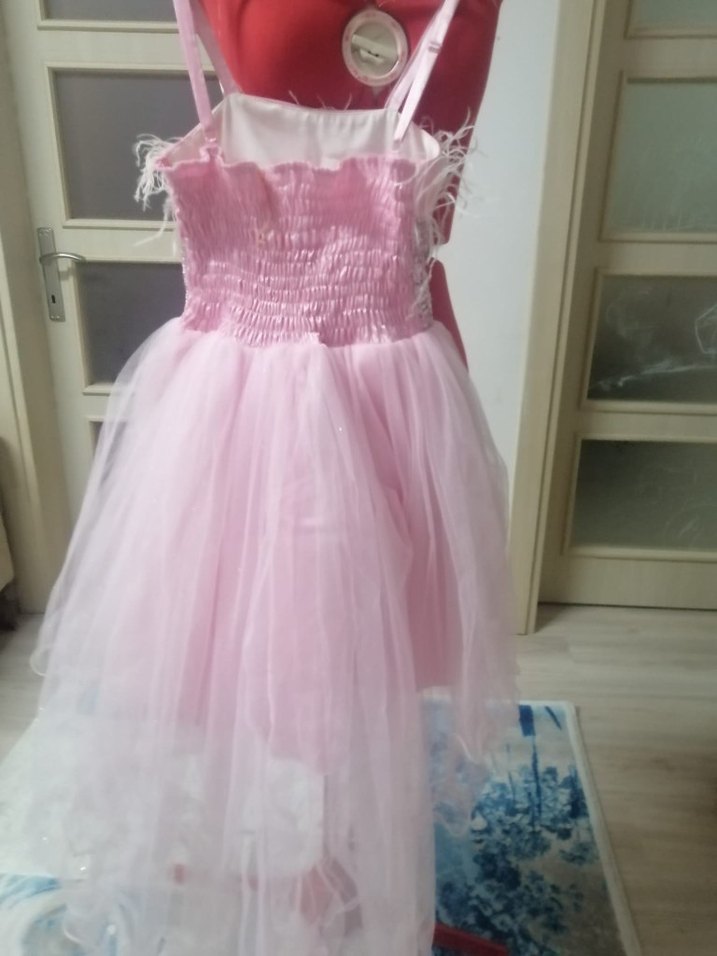 Pembe Nakışlı Kız Çocuk Elbisesi - Görsel 4