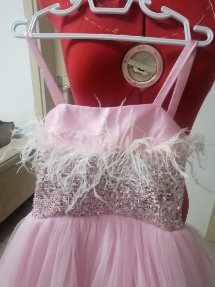 Pembe Nakışlı Kız Çocuk Elbisesi - Görsel 3