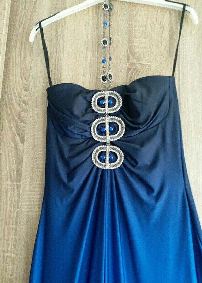 Mavi uzun elbise - Görsel 3