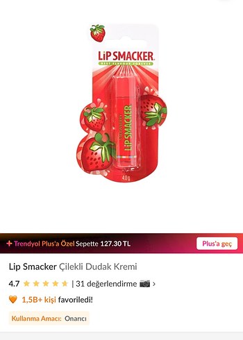LiPSMACKER Çilek Aromalı Renkli Dudak Balmı - Görsel 2