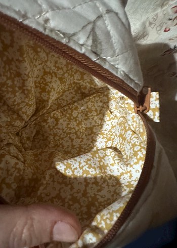 Nakışlı Beyaz Bohem Kadın Makyaj Çantası - Görsel 3