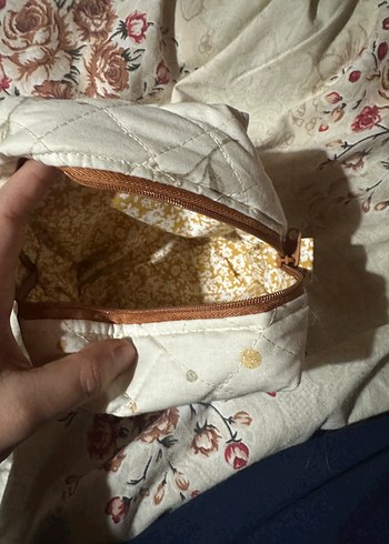 Nakışlı Beyaz Bohem Kadın Makyaj Çantası - Görsel 2