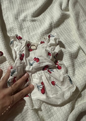 Beden Renk Kiraz Baskılı Dantelli Köpek kıyafeti