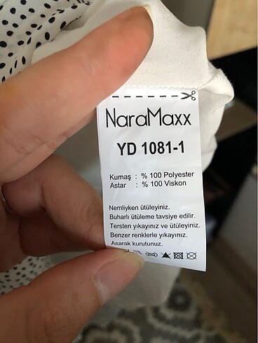 46 Beden beyaz Renk Naramaxx Puantiyeli Elbise