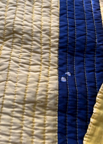 Casandra Sarı Lacivert Çizgili Yatak Örtüsü az kullanılmış tek - Görsel 7