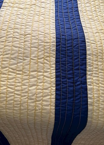 Casandra Sarı Lacivert Çizgili Yatak Örtüsü az kullanılmış tek - Görsel 5