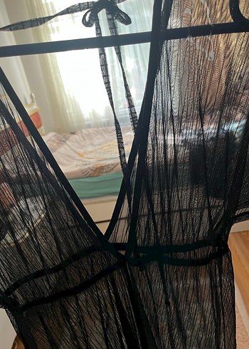 Pentı Uzun Siyah Kadın Sabahlık - Görsel 6