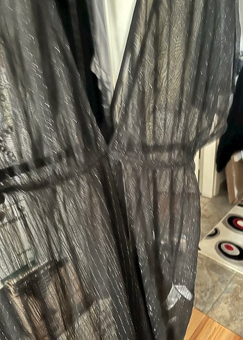 Pentı Uzun Siyah Kadın Sabahlık - Görsel 2