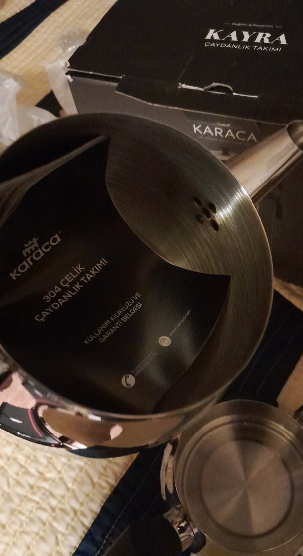 karaca mini boy Siyah Kulplu Çaydanlık Seti - Görsel 5