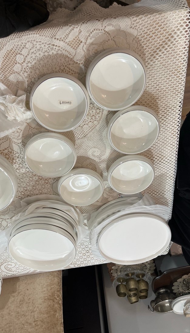 Karaca 18 parça yemek takımı Gri Kenarlı Beyaz Yemek Kapları - Görsel 2