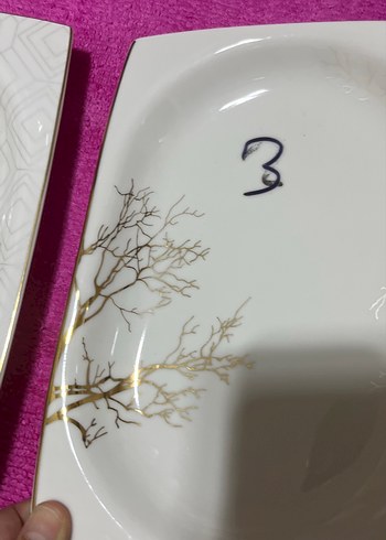 Beyaz Dal Desenli Porselen Tabak Seti adettttttttttttt - Görsel 4