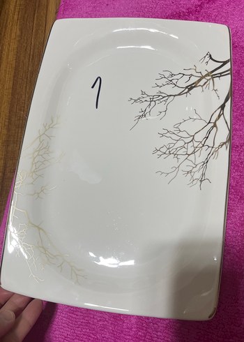 Beyaz Dal Desenli Porselen Tabak Seti adettttttttttttt - Görsel 2