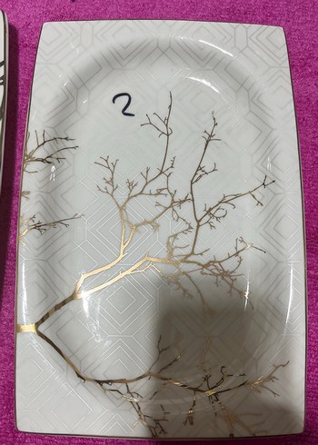 Beyaz Dal Desenli Porselen Tabak Seti adettttttttttttt - Görsel 3