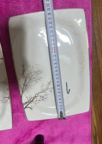 Beyaz Dal Desenli Porselen Tabak Seti adettttttttttttt - Görsel 6