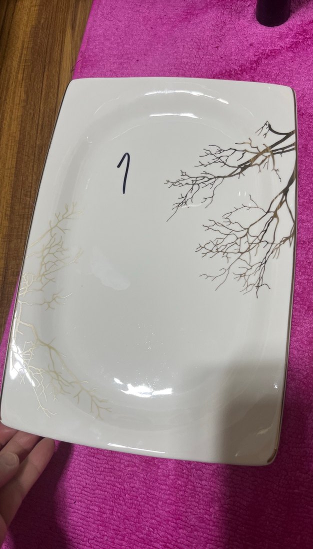 Beyaz Dal Desenli Porselen Tabak Seti adettttttttttttt - Görsel 2