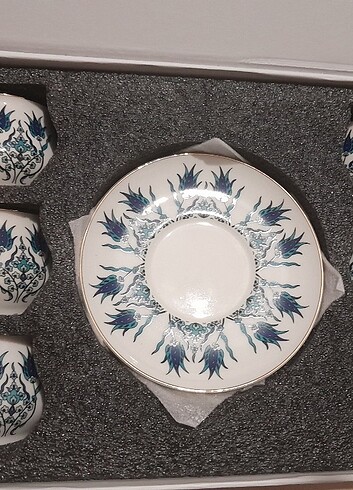 Beden mavi Renk Karaca iznik kahve fincanı takımı