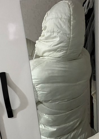 Beyaz Fermuarlı Kadın Kışlık Mont - Görsel 3