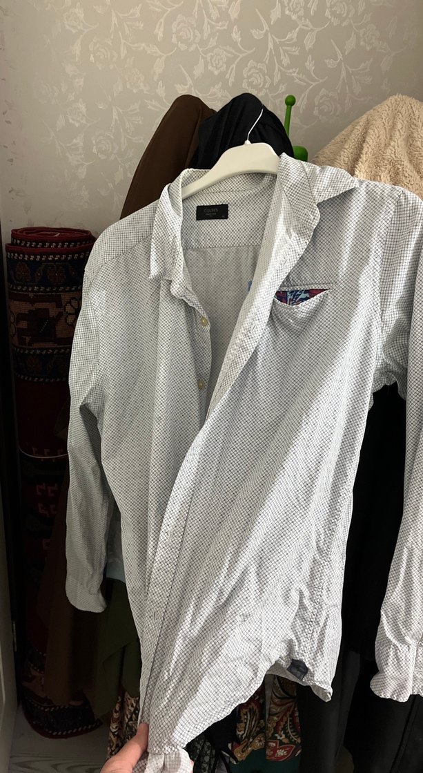 Gri Keten Erkek Gömlek Uzun Kollu - Görsel 3