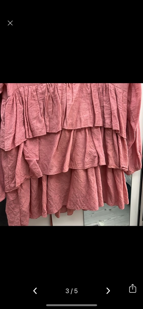 Pembe Kat Kat Fırfırlı Uzun Keten Tunik - Görsel 3