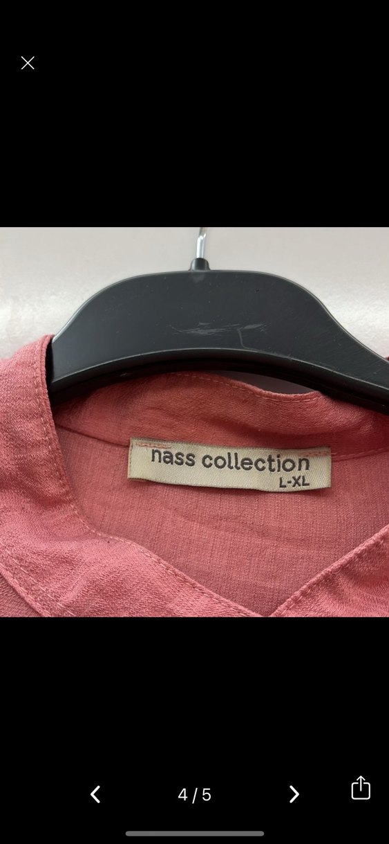 Pembe Kat Kat Fırfırlı Uzun Keten Tunik - Görsel 4